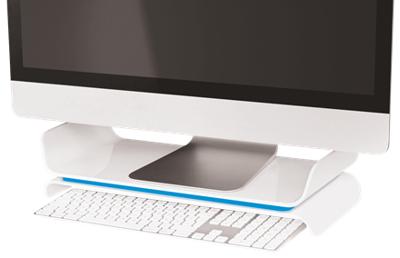 Leitz Ergo WOW verstelbare monitorstandaard, wit-blauw