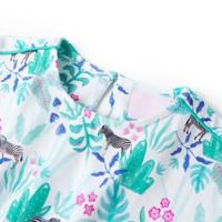 Kinderjurk 104 ecru en donkermintkleurig - thumbnail