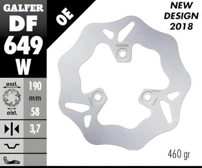 GALFER remschijf "df649" rotor df649 type w rigid
