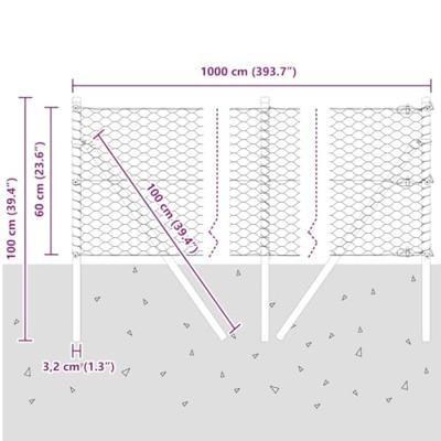 VidaXL Afrasteringspaal grijs 10 x 0,6 m (36 mm gaas) staal en pvc