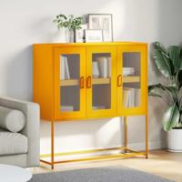 Dressoir 100,5x39x107 cm koudgewalst staal mosterdgeel - thumbnail