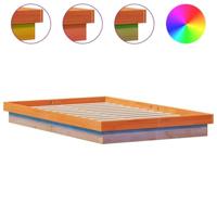 Bedframe met LED massief grenenhout wasbruin 120x190 cm - thumbnail