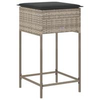 Tuinbarkrukken met kussens 2 st poly rattan lichtgrijs - thumbnail