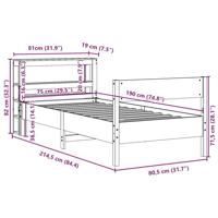 Bedframe zonder matras massief grenenhout wit 160x200 cm - thumbnail