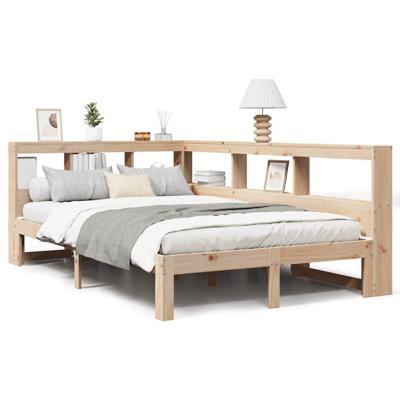 Bed met boekenkast zonder matras massief grenenhout 135x190 cm - thumbnail