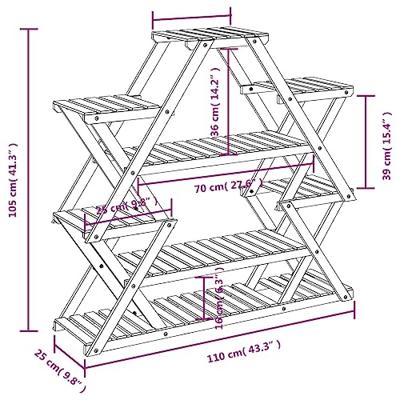 VidaXL Plantenstandaard 110x25x105 cm massief vurenhout