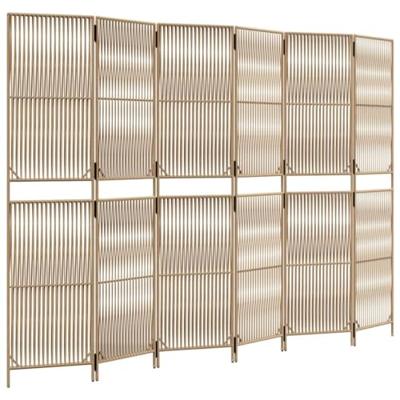 Kamerscherm 6 panelen poly rattan beige