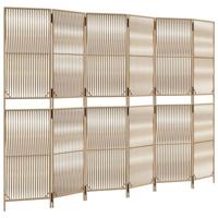 Kamerscherm 6 panelen poly rattan beige - thumbnail
