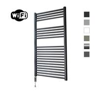 Elektrische Radiator Sanicare HWV Met Wifi 111,8x60 cm Mat Zwart 730W Met Thermostaat Chroom Linksonder - thumbnail