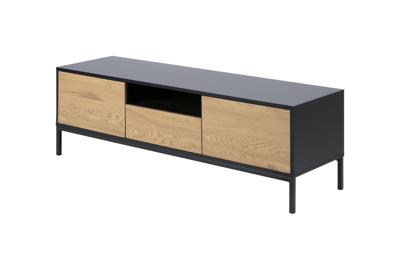 TV-meubel Avola - zwart/eiken - 45x140x40 cm - Leen Bakker