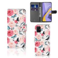 Samsung Galaxy A51 Hoesje Butterfly Roses - thumbnail