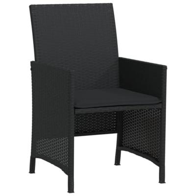 3-delige Bistroset met kussens poly rattan zwart - thumbnail