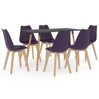 vidaXL 7-delige Eethoek donkerpaars - thumbnail