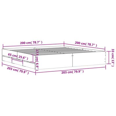 Bedframe met lades bewerkt hout sonoma eikenkleurig 200x200 cm