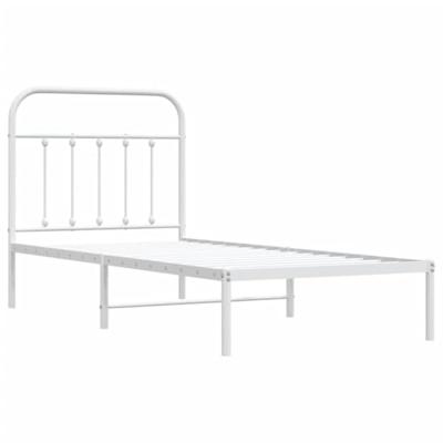 Bedframe met hoofdbord metaal wit 90x190 cm Bedframe met hoofdbord metaal wit 90x190 cm