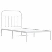 Bedframe met hoofdbord metaal wit 90x190 cm - thumbnail