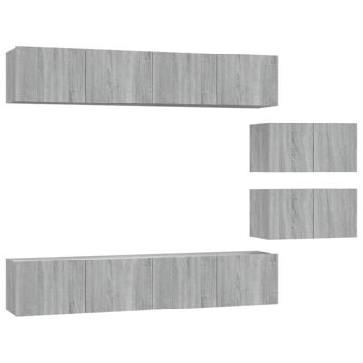 6-delige Tv-meubelset bewerkt hout grijs sonoma eikenkleurig