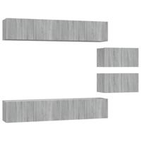 6-delige Tv-meubelset bewerkt hout grijs sonoma eikenkleurig - thumbnail