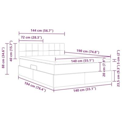 Opbergbed met matras met matras Zwart 140 x 190 cm Bewerkt hout