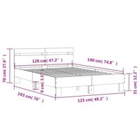 Bedframe met hoofdbord bewerkt hout wit 120x200 cm - thumbnail