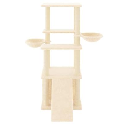 Kattenmeubel met sisal krabpalen 133 cm crmekleurig - thumbnail
