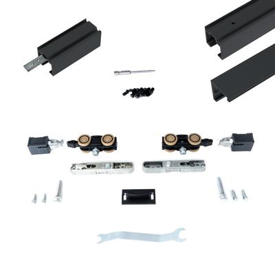 Xperta set 4m rail - Zwart - wand z. vloerpl. - Dubbele deur - Deurdikte 50-55mm - inbouw auto fix Xperta set 4m rail - Zwart - wand z. vloerpl. - Dubbele deur - Deurdikte 50-55mm - inbouw auto fix