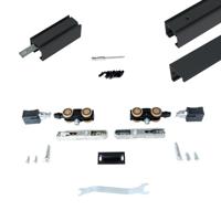 Xperta set 4m rail - Zwart - wand z. vloerpl. - Dubbele deur - Deurdikte 50-55mm - inbouw auto fix - thumbnail