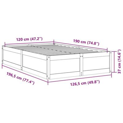 Bedframe zonder matras massief grenenhout wasbruin 120x190 cm