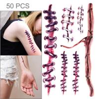 S-169 50 PCS Halloween terreur realistische wond letsel litteken tijdelijke tattoo sticker - thumbnail