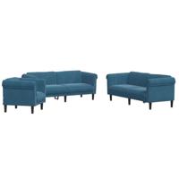 3-delige Loungeset fluweel blauw - thumbnail