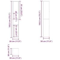 Badkamerkast 30x30x183,5 cm bewerkt hout oud houtkleurig - thumbnail