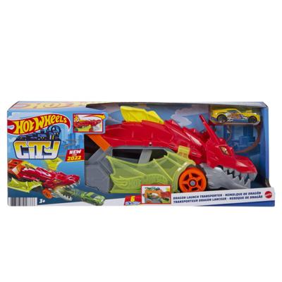Hot Wheels City lanceringstrailer met draak