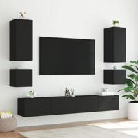 Tv-wandmeubelen met LED-verlichting 2 st 40,5x35x40 cm zwart - thumbnail