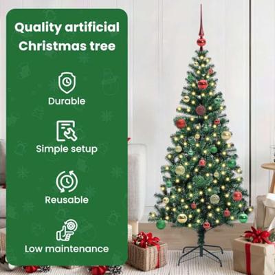VidaXL Kunstmatig voorverlicht kerstboom groen 150 cm pvc en metaal