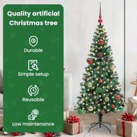 VidaXL Kunstmatig voorverlicht kerstboom groen 150 cm pvc en metaal - thumbnail