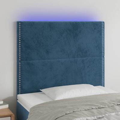Hoofdbord LED 90x5x118/128 cm fluweel donkerblauw - thumbnail