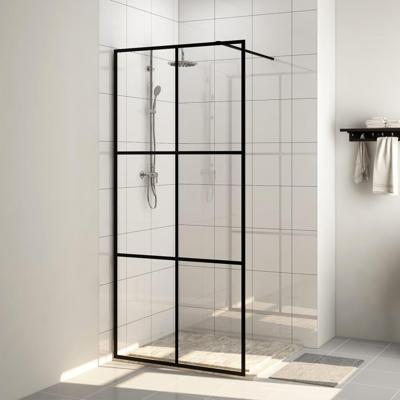 Inloopdouchewand 100x195 cm ESG-glas transparant en zwart