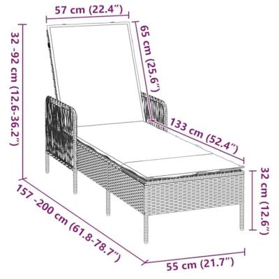 Ligbed met kussen 2 pcs Lichtgrijs 35 x 35 x 32cm poly rattan