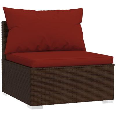 4-delige Loungeset met kussens poly rattan bruin