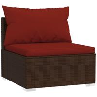 5-delige Loungeset met kussens poly rattan bruin - thumbnail