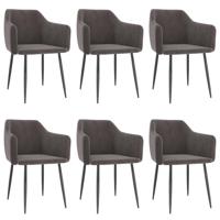 vidaXL Eetkamerstoelen 6 st fluweel lichtgrijs - thumbnail