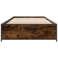 Bedframe bewerkt hout en metaal gerookt eikenkleurig 75x190 cm - thumbnail