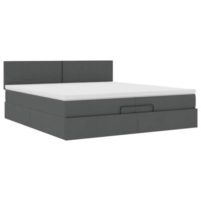 Ottoman bed met matrassen en LED's 200x200cm stof donkergrijs