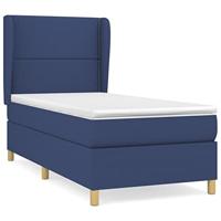 Boxspring met matras stof blauw 90x200 cm - thumbnail