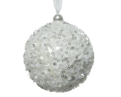 Kerstbal foam hang d8 cm winterwit I hangdeco Decoris - Decoris