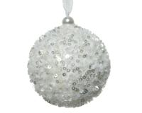 Kerstbal foam hang d8 cm winterwit I hangdeco Decoris - Decoris - thumbnail