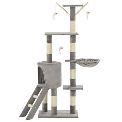 VidaXL Kattenkrabpaal met sisal krabpalen 138 cm grijs
