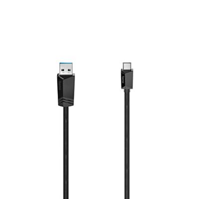 Hama USB-C-kabel, USB-C-stekker - USB-A-stekker, USB 3.2 Gen1, 5 Gbit/s, 0,25 m Kabel Zwart