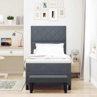 Boxspring Bed met Matras & Bank Donkergrijs 100x200 cm Fluweel - thumbnail