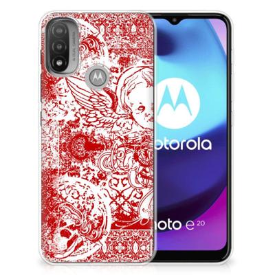 Silicone Back Case Motorola Moto E20 | E40 Angel Skull Rood Silicone Back Case Motorola Moto E20 | E40 Angel Skull Rood